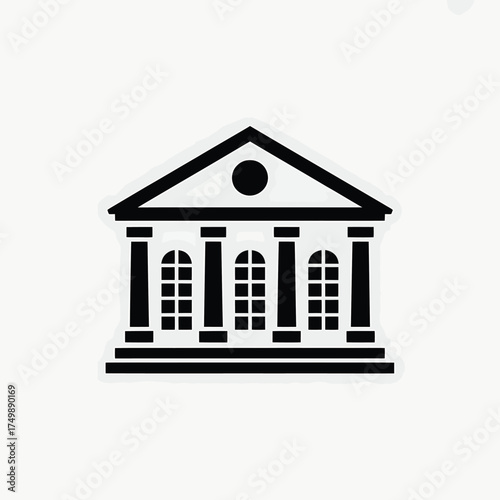 Classic government building facade with columns and arched windows