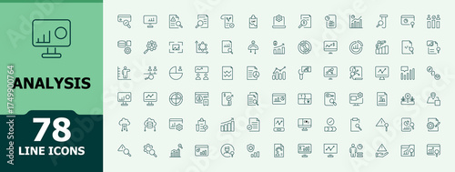 Analysis icon set. Vector outline icons collection. Editable vector illustration. Analysis icon set. Contain linear symbols act, achieve, schedule, action plan, task, resources and more.