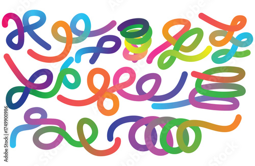 Vibrant and colorful abstract swirls and loops creating a playful and energetic artistic pattern
