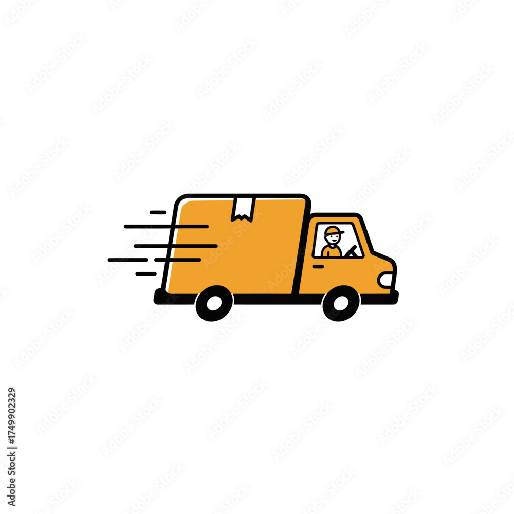 Naklejka premium delivery truck on white background
