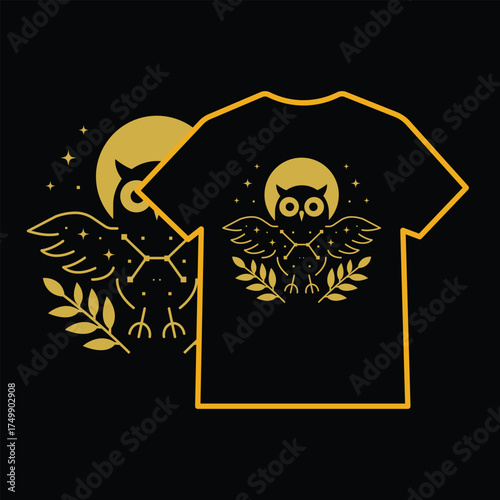 Mystic Owl in Moonlight Forest T-shirt Design