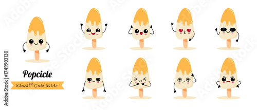Kawaii popsicle ice cream characters collection