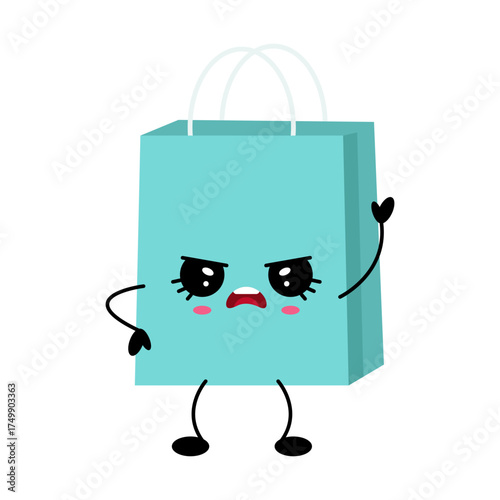 Smiling kawaii shopping bag character