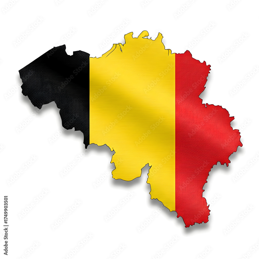 Obraz premium Belgium Map with Flag Isolated on White Background