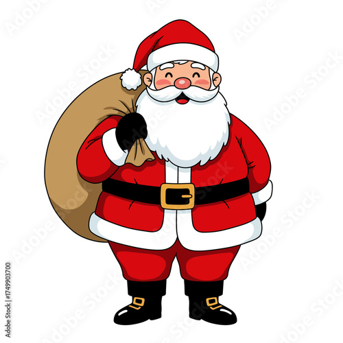 santa claus with a bag with white background