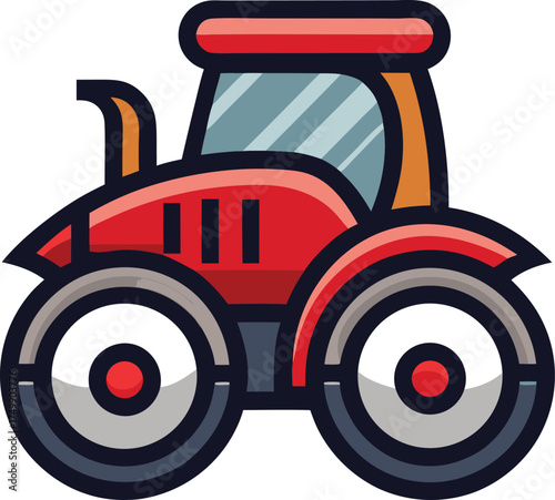 Flat and Minimal Tractor Mascot Logo Vector Illustration