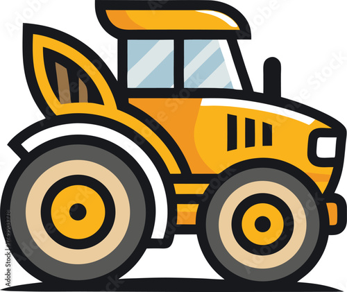 Flat and Minimal Tractor Mascot Logo Vector Illustration