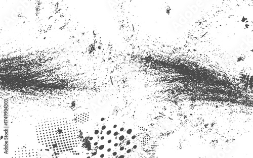 Grunge background of black and white.Vector the cracks concrete texture white and black.Rough, irregular pattern composed of monochrome geometric elements. Overlay distressed grunge background. 