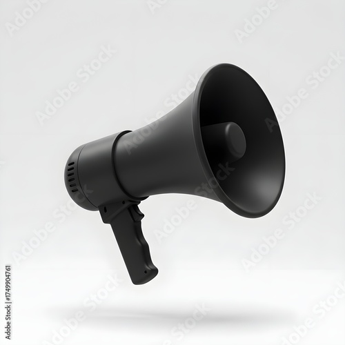 Black megaphone on a white background