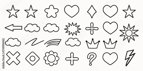 Vector art of collection of handdrawn icons