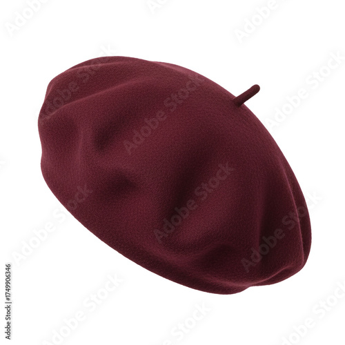 Fotografía Classic burgundy red wool felt french beret hat