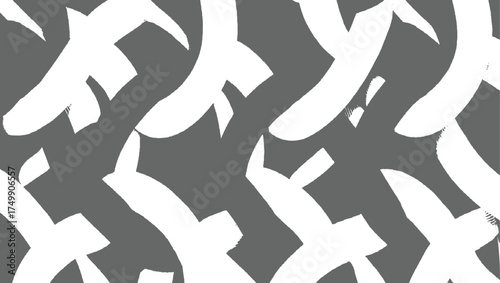 White abstract shapes on grey background brush calligraphic
