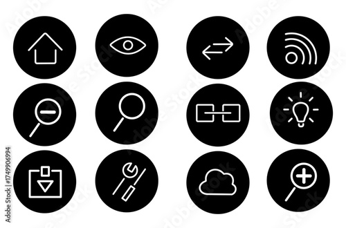 Computer networking vector line icons set. Networking, Computer, Ethernet, TCP/IP, Wi-Fi, Routers, Switch illustration outline concept