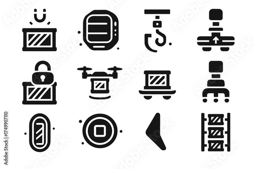 Tray zero vector cargo magnetic lock gravity icon system crate logistics rack