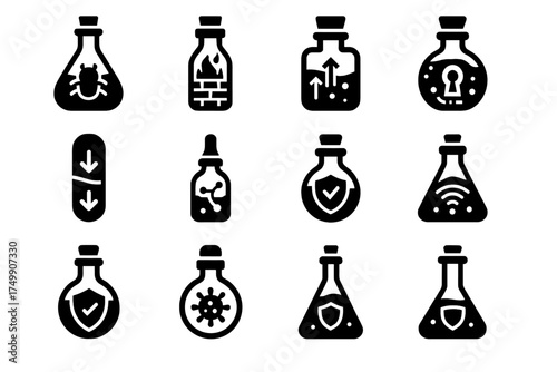Tech enchanted catalyst bottle stabilizer vector data draught update spell icon latency