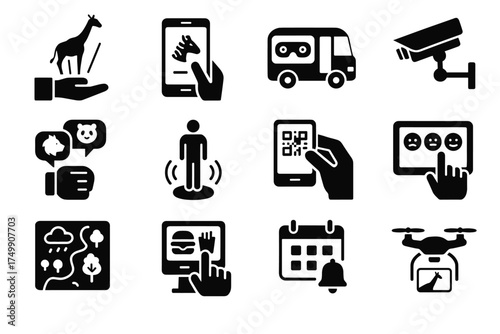Tech tour zoo selfie virtual souvenir map icon screen smart control experience