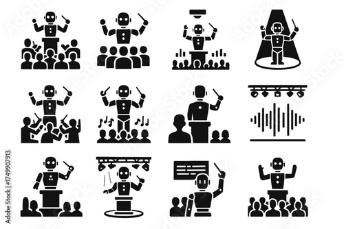 Flow ai pulse digital syncing robotic conductor concert icon vector
