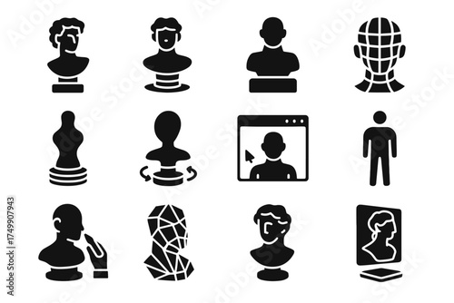 Virtual model icon vr sculpture vector sculpting human abstract marble form