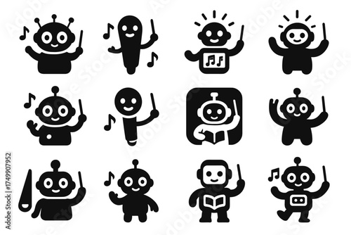 Orchestra ai vector animated reader s friendly stick app children icon music