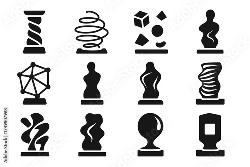 Shape geometric shapes vector reflective digital abstract sculptures floating pattern art icon