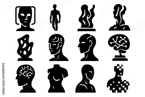 Sculpture abstract output torso face statue vector art ai body icon icons