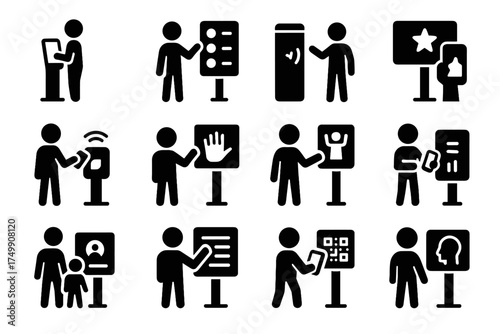Interactive icons panel station scanner gesture mobile reader icon vector smart playground