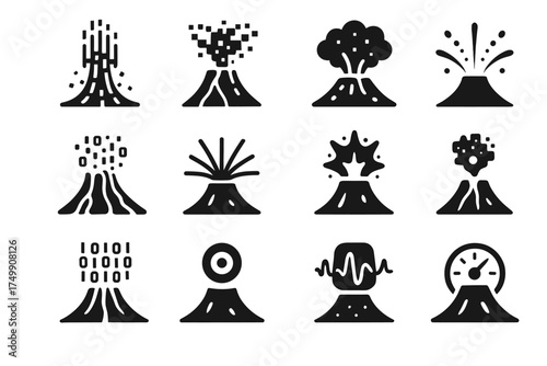 Wave map volcano ash icon glowing pressure vector network streaming data