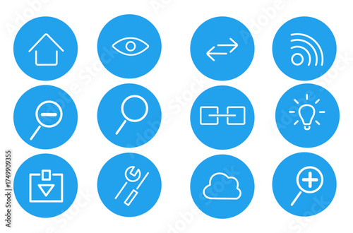 Computer networking vector line icons set. Networking, Computer, Ethernet, TCP/IP, Wi-Fi, Routers, Switch illustration outline concept