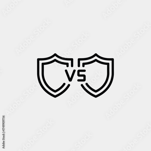 Two opposing shields with vs symbol representing competition and comparison