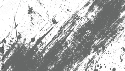 Gray paint splatters and brush strokes on white background vector