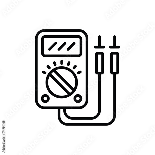 Digital multimeter icon with probes for electrical measurement and testing