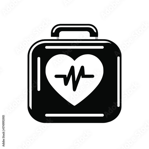 Heart monitor icon with heartbeat line in a square shape for health and medical concept on transparent background 