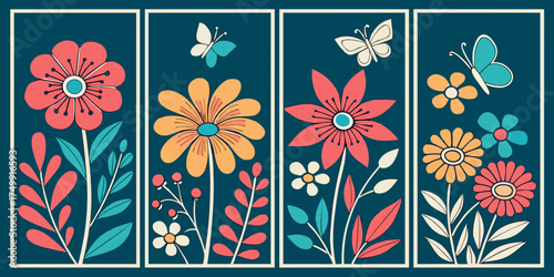 Seamless floral pattern background with vintage pink flowers and leaves, a perfect vector illustration for spring and summer textile design