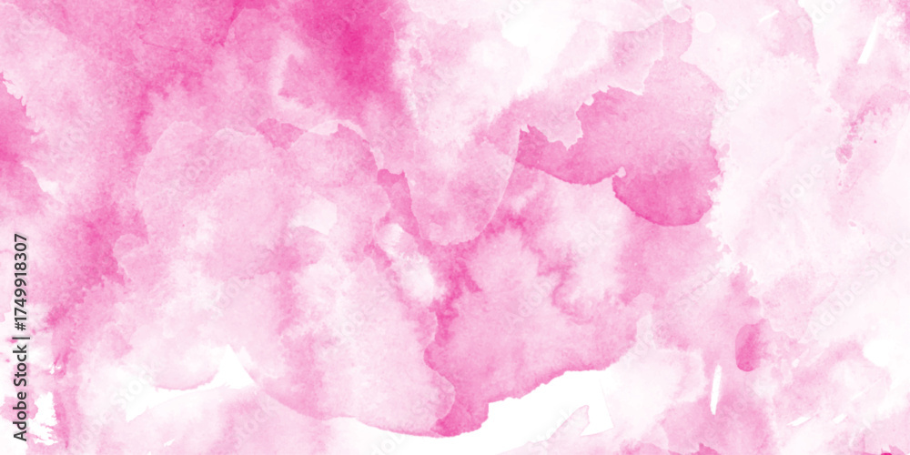 Fototapeta premium Abstract watercolor background with pink and white clouds, professional watercolor cold Press paper Sheet Painted with light Image, soft pink watercolor clouds on dreamy pastel background.