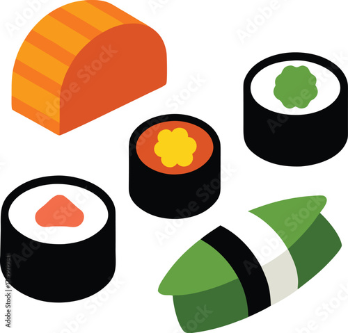 sushi set clip art on transparent background