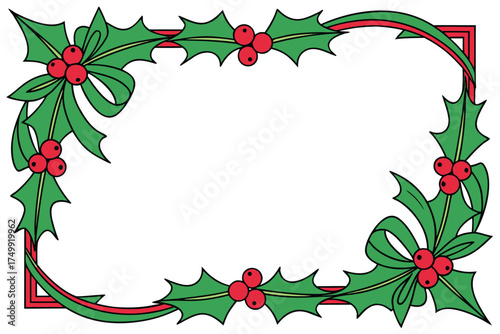 Vector art of christmas holly and berry frame