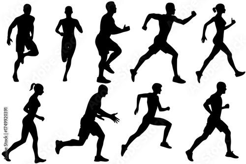 set of Running & Fitness Silhouette Vector Collection 