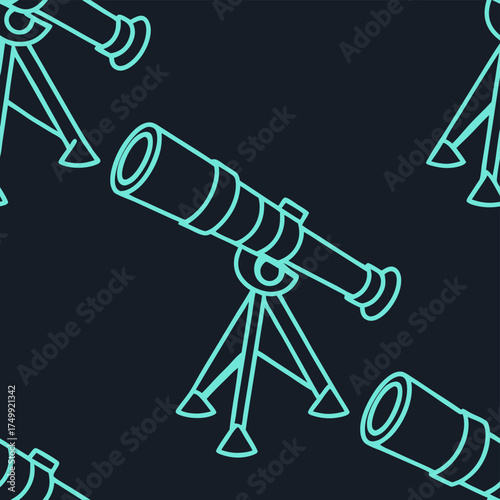 High quality photo of a stylized telescope illustration on a dark surface vector