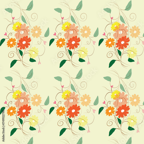 Seamless flower pattern design . Floral print for fabric