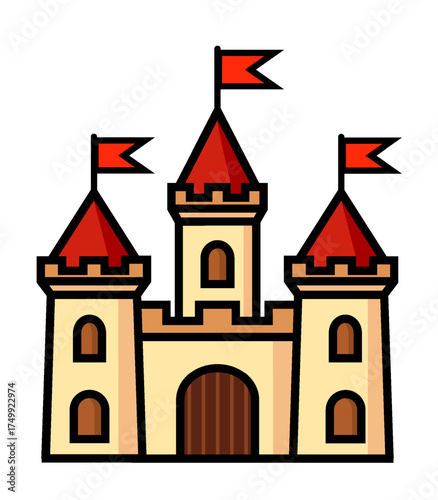 Fairy tale castle icon isolated on white background