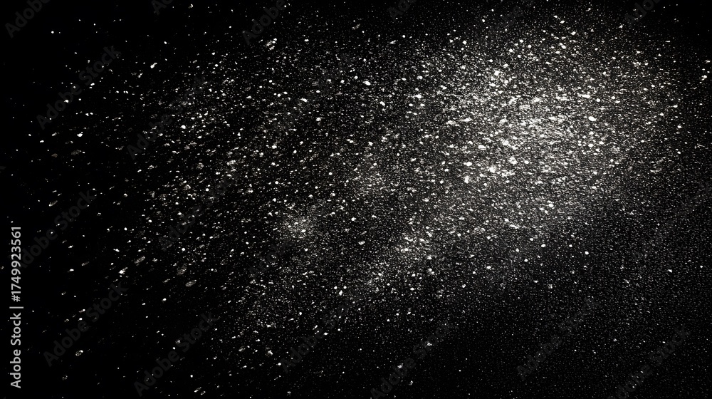 Obraz premium Scattered shimmering particles create a luminous effect against a dark background.