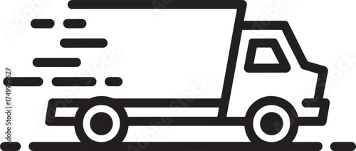 Fast Delivery Truck Icon with Motion Lines Indicating Speed and Logistics Keywords: truck, delivery