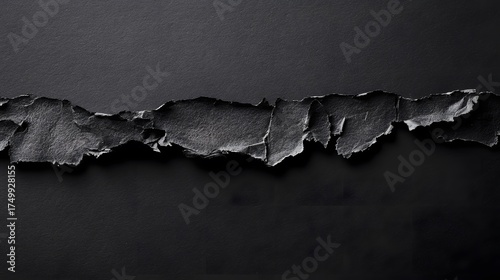Textured black paper ripped horizontally creating a stark contrast.