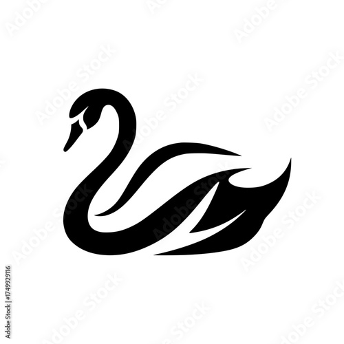 Elegant black swan silhouette, symbolizing grace and beauty for refined branding and design projects