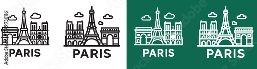 paris city landmark icon vector illustration
