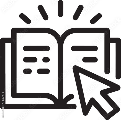 Icon of an open book with a cursor pointing to it pointer