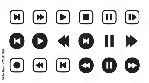 Play and pause button symbols collection

