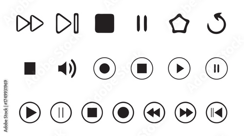 Simple play and pause button collection