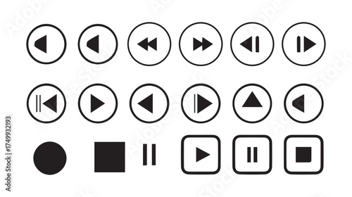 Minimalist media control icons design