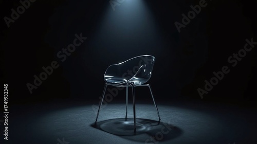 Interrogation Room Vibe: Minimalist Clear Chair with Side Lighting